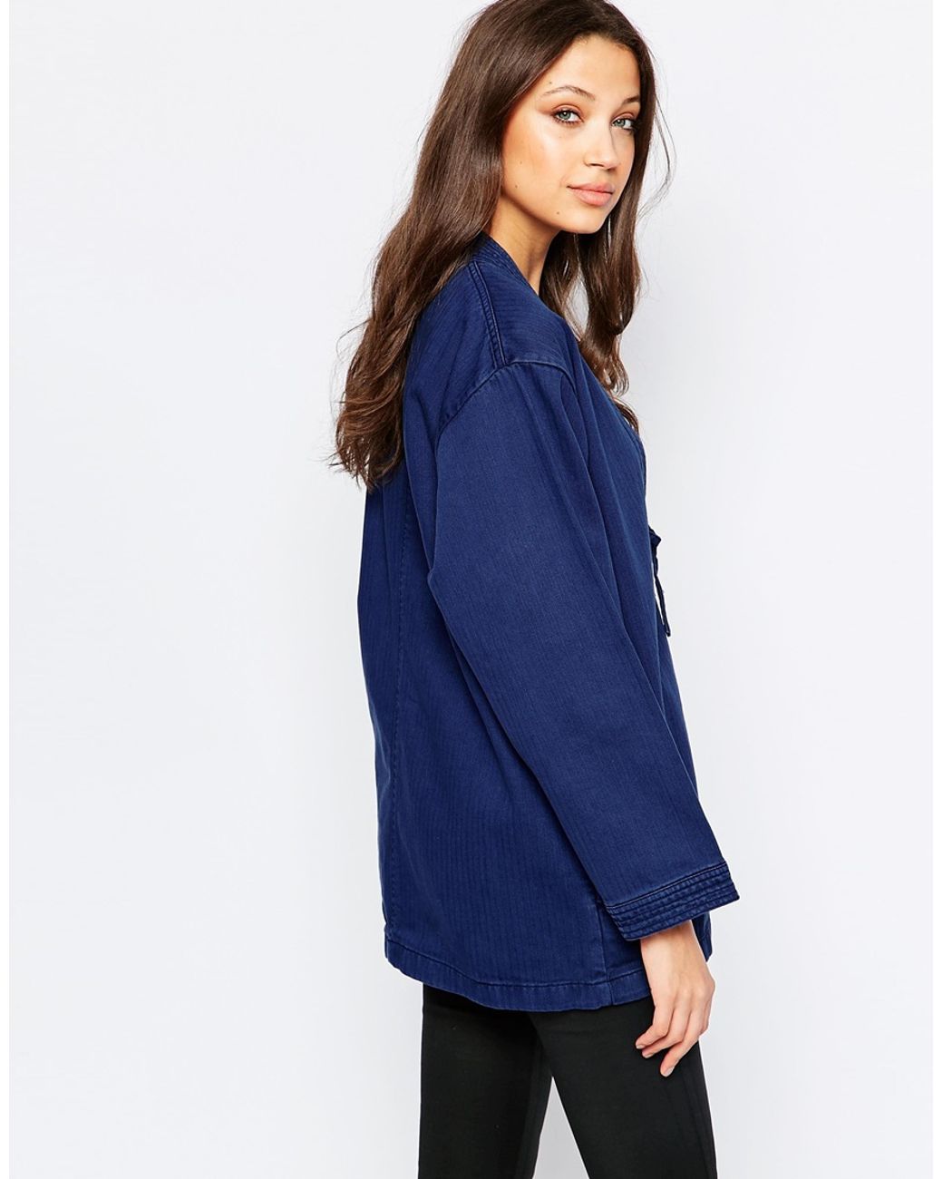 WÅVEN Imma Denim Kimono Jacket in Blue 