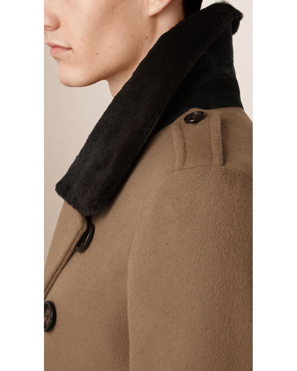 Burberry revere collar hot sale shearling coat