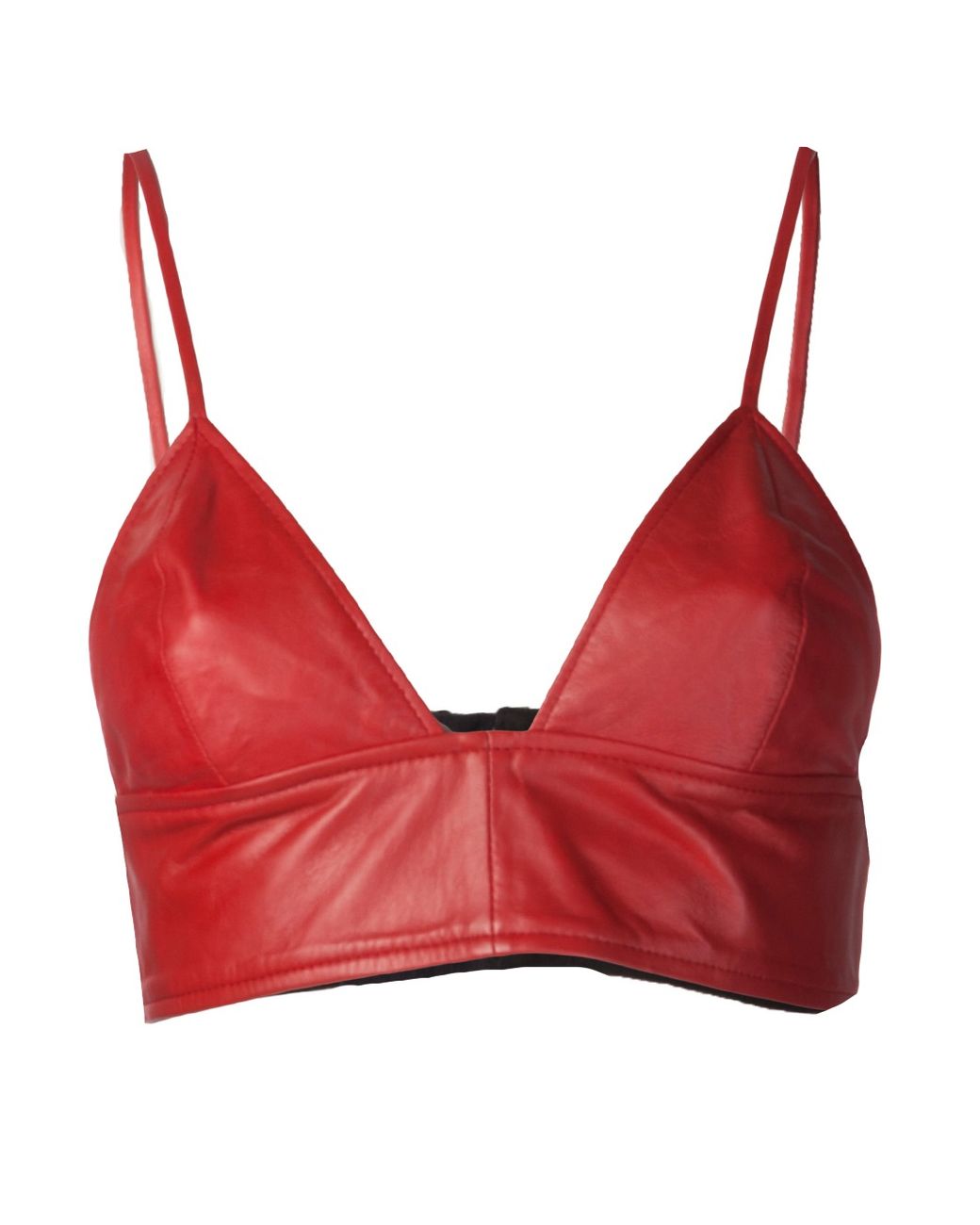 Love Leather Bralette Top in Red
