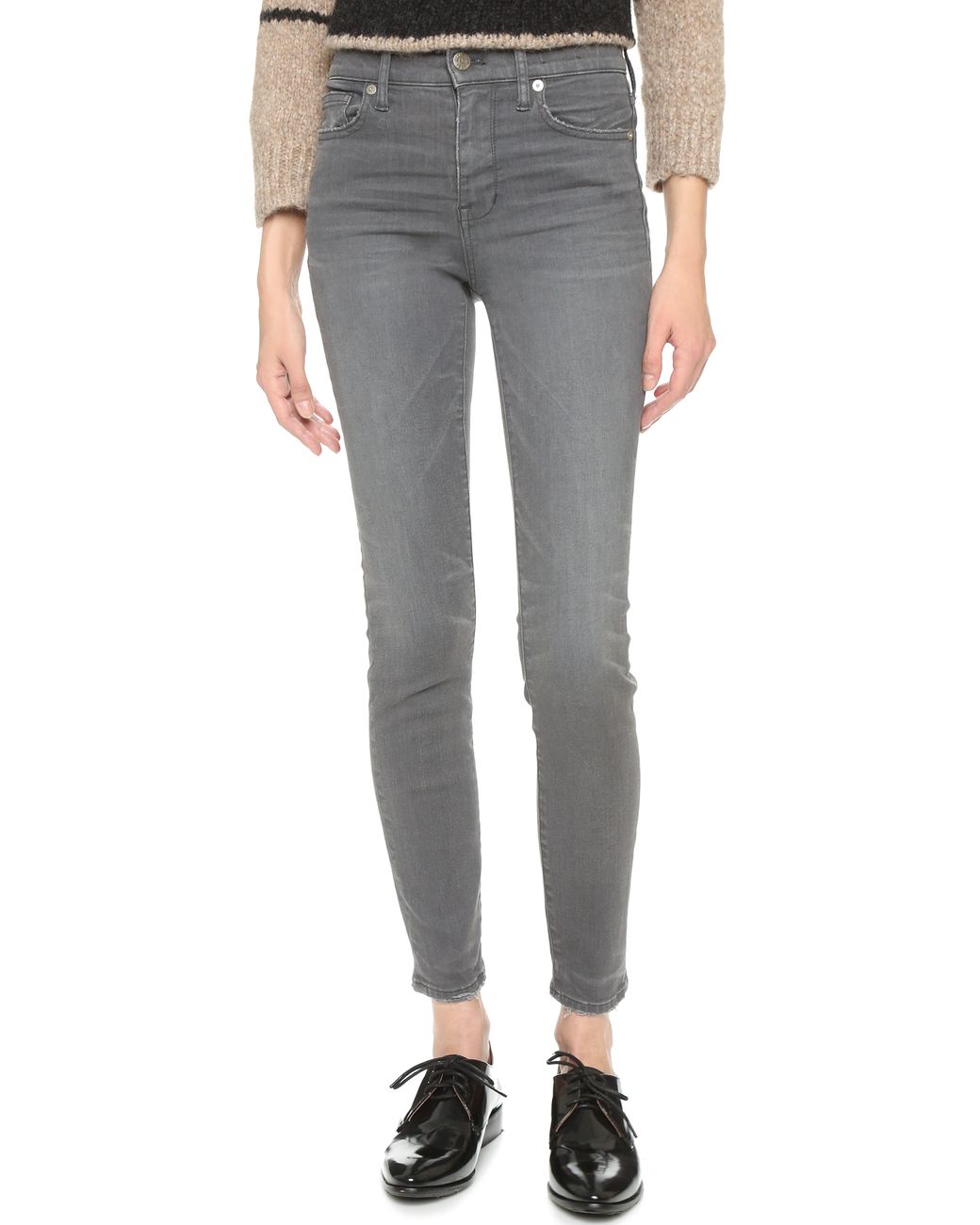 Riser Skinny Jeans - Dusty Grey in Gray 