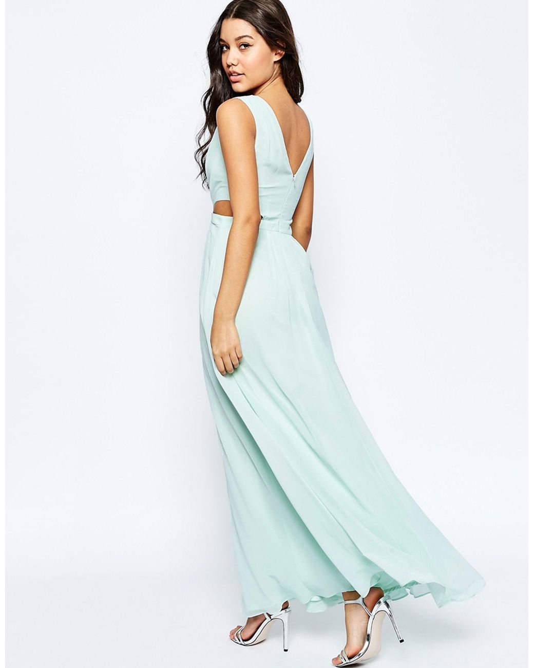 ASOS Side Cut Out Maxi Dress in Green | Lyst Australia