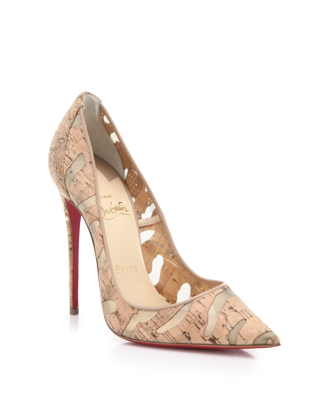 Christian Louboutin So Kate Cork u0026 Mesh Pumps in Natural | Lyst