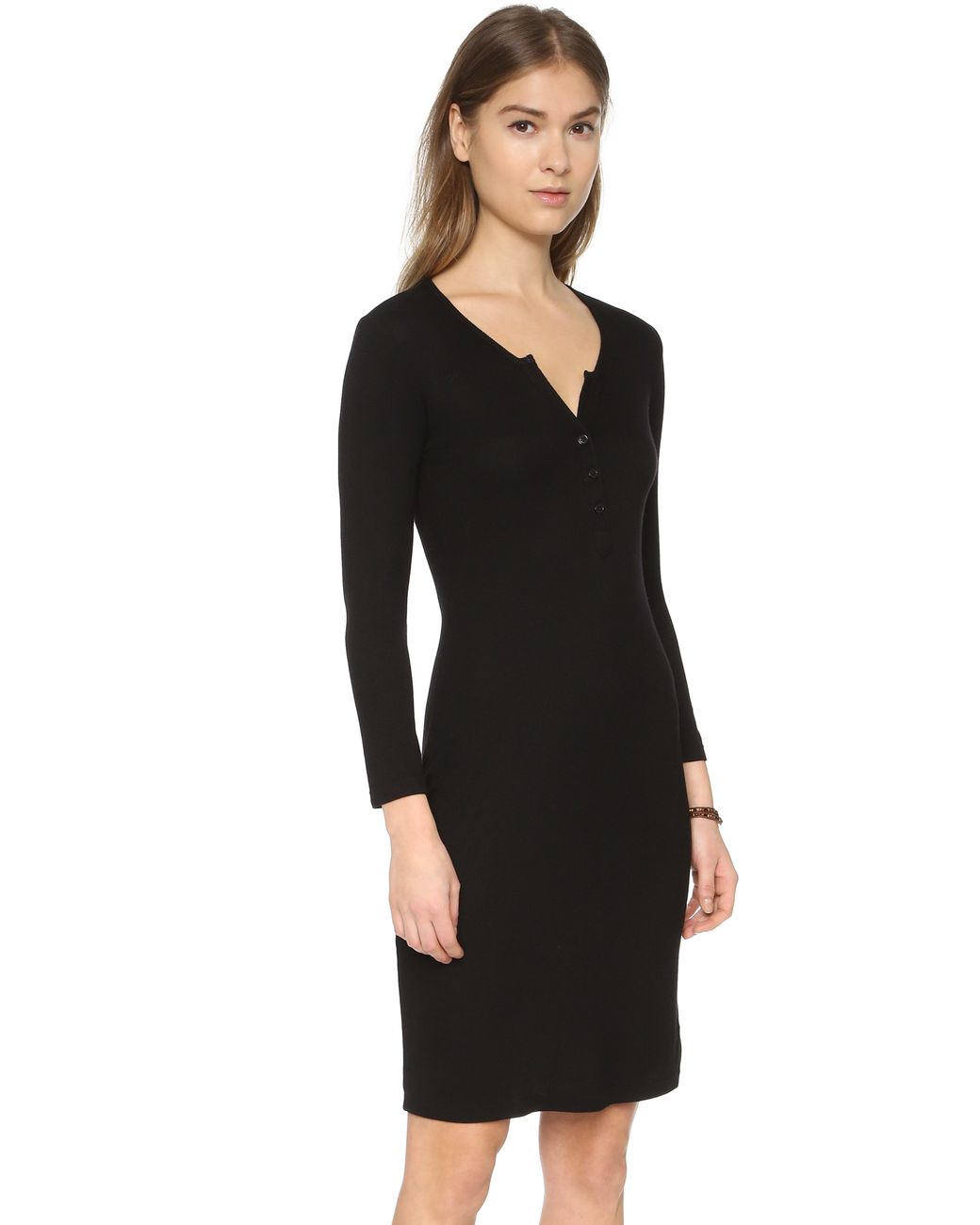 Splendid 2x1 Ribbed Henley Dress in 
