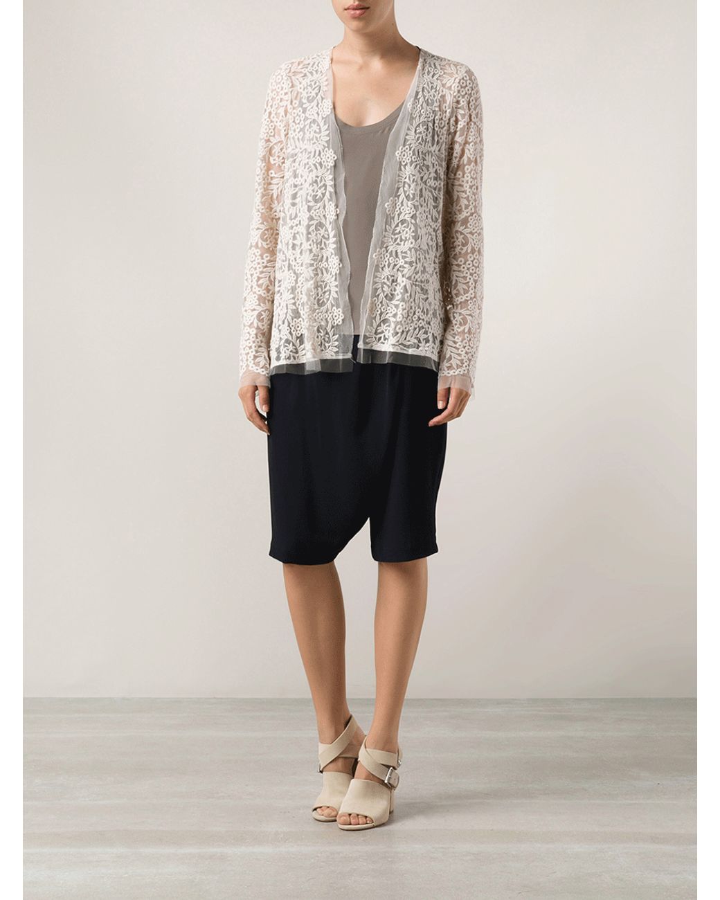 Nicole Miller Lace Cardigan in Ivory ...