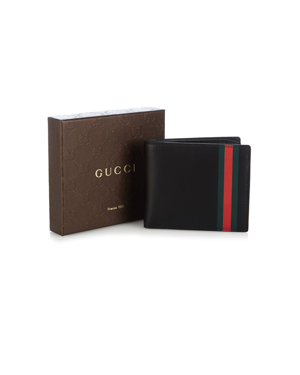 Gucci Web Stripe Leather Wallet in Black for | Lyst