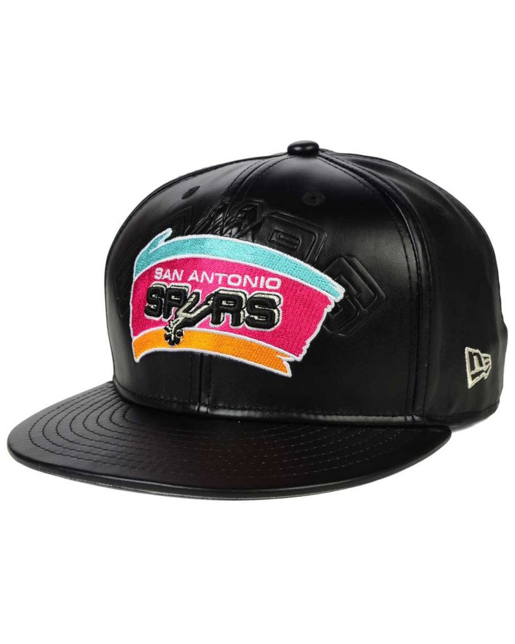 Mitchell & Ness San Antonio Spurs Snapback Hat - White/Pink/Throwback Logo  - Basketball Cap