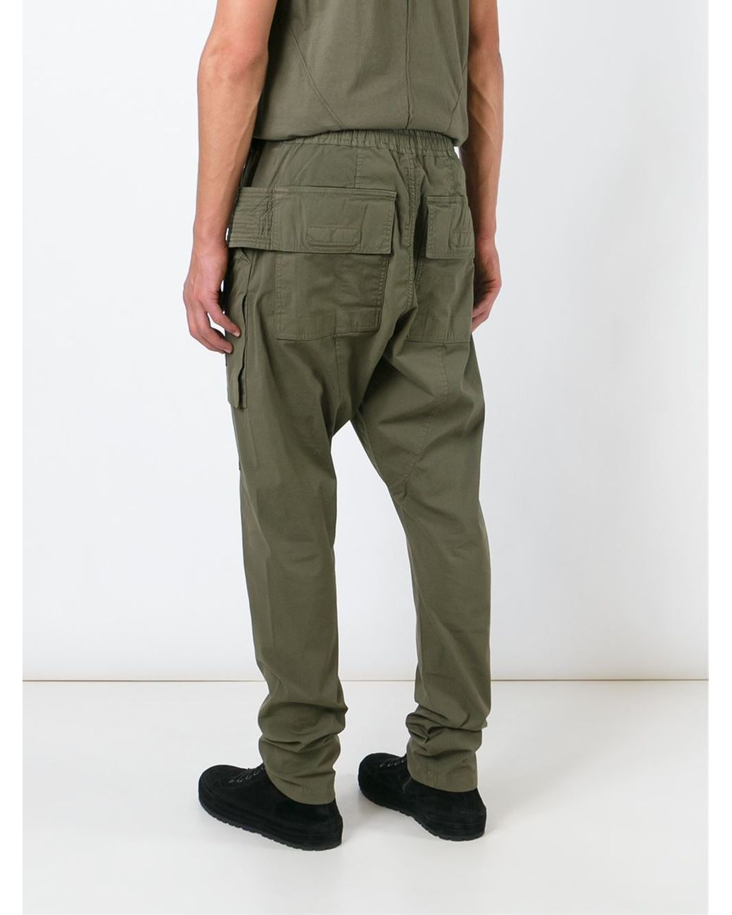 Rick Owens Drop Crotch Cargo Pants in Green for Men | Lyst