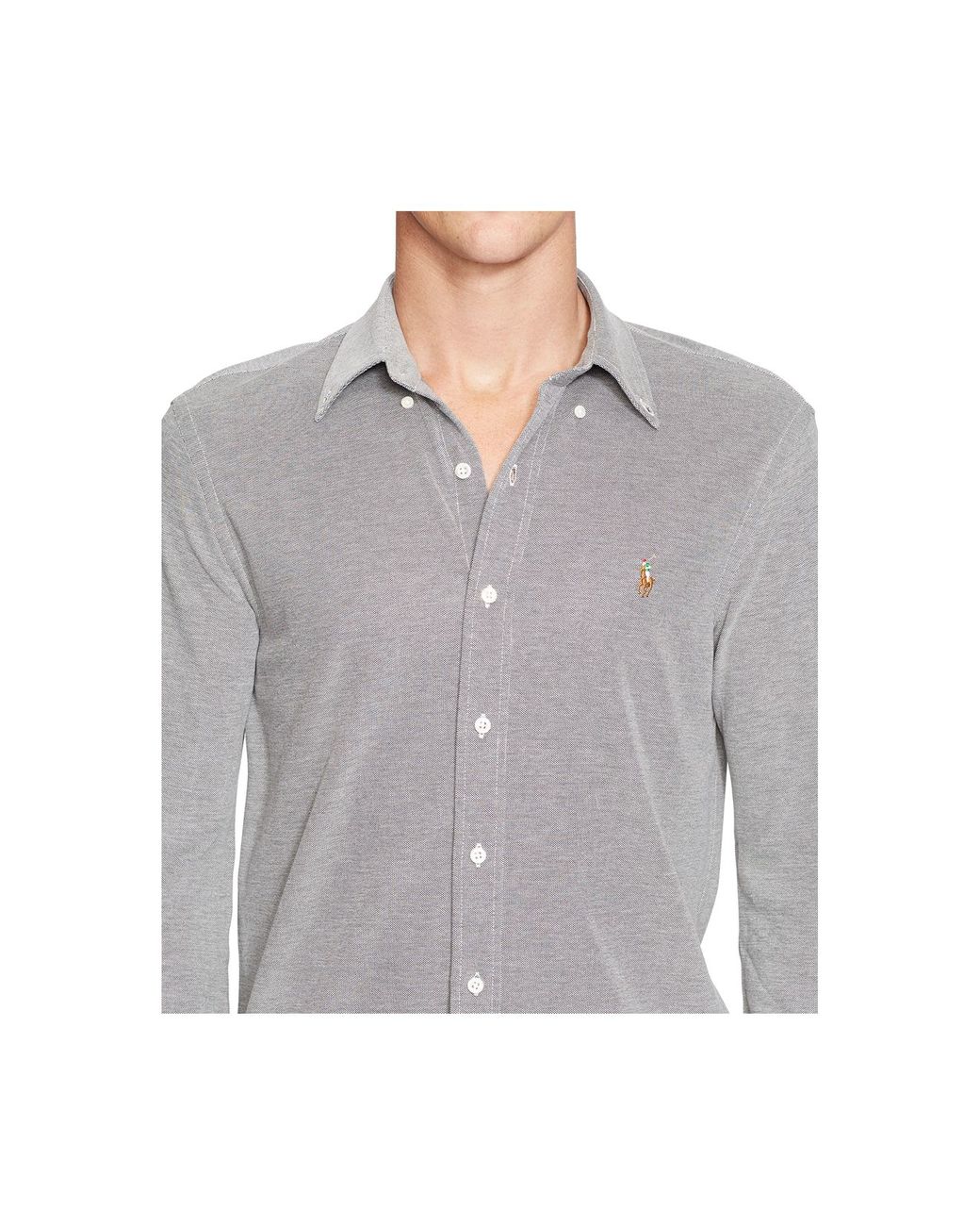 Polo Ralph Lauren Cotton Knit Oxford Shirt in Black for Men | Lyst