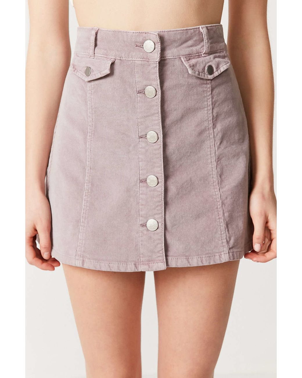 BDG Corduroy Button front Mini Skirt in Pink Lyst