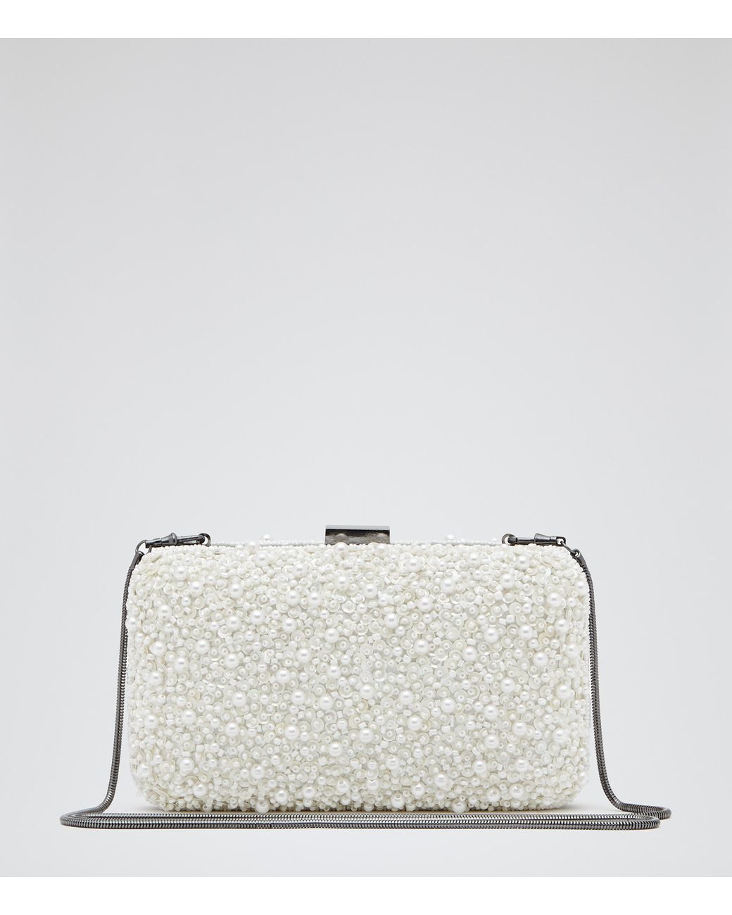 Reiss Miro Beaded Box Clutch Bag in White Lyst