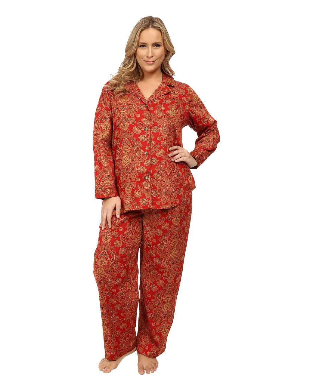 Lauren by Ralph Lauren Classic Paisley Sateen Packaged Pajamas in Red