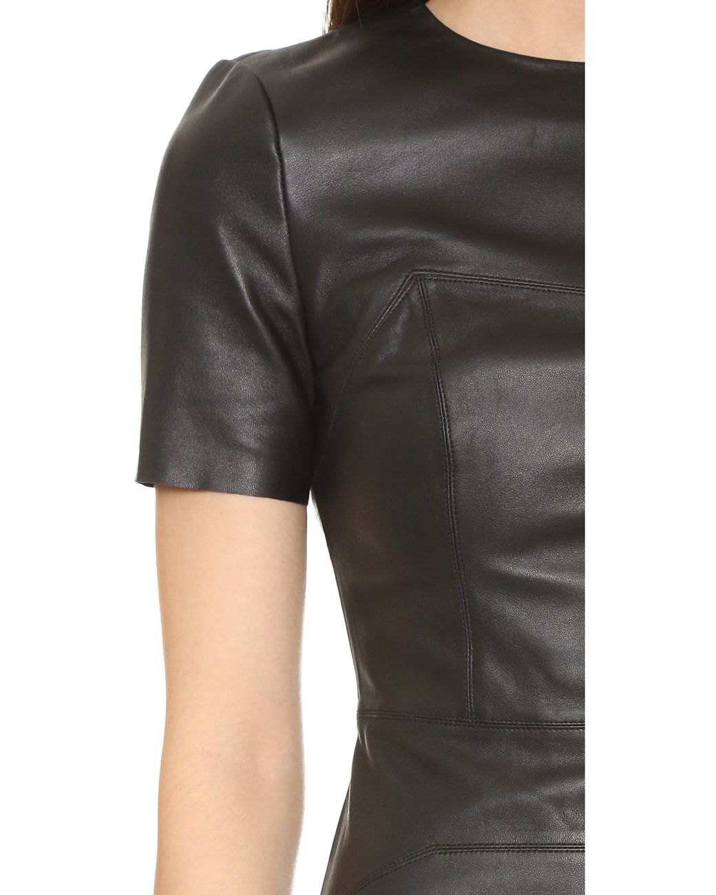 Kendall + Kylie Leather Short Sleeve Dress in Black | Lyst Kendall + Kylie Leather Short Sleeve Dress in Black | Lyst