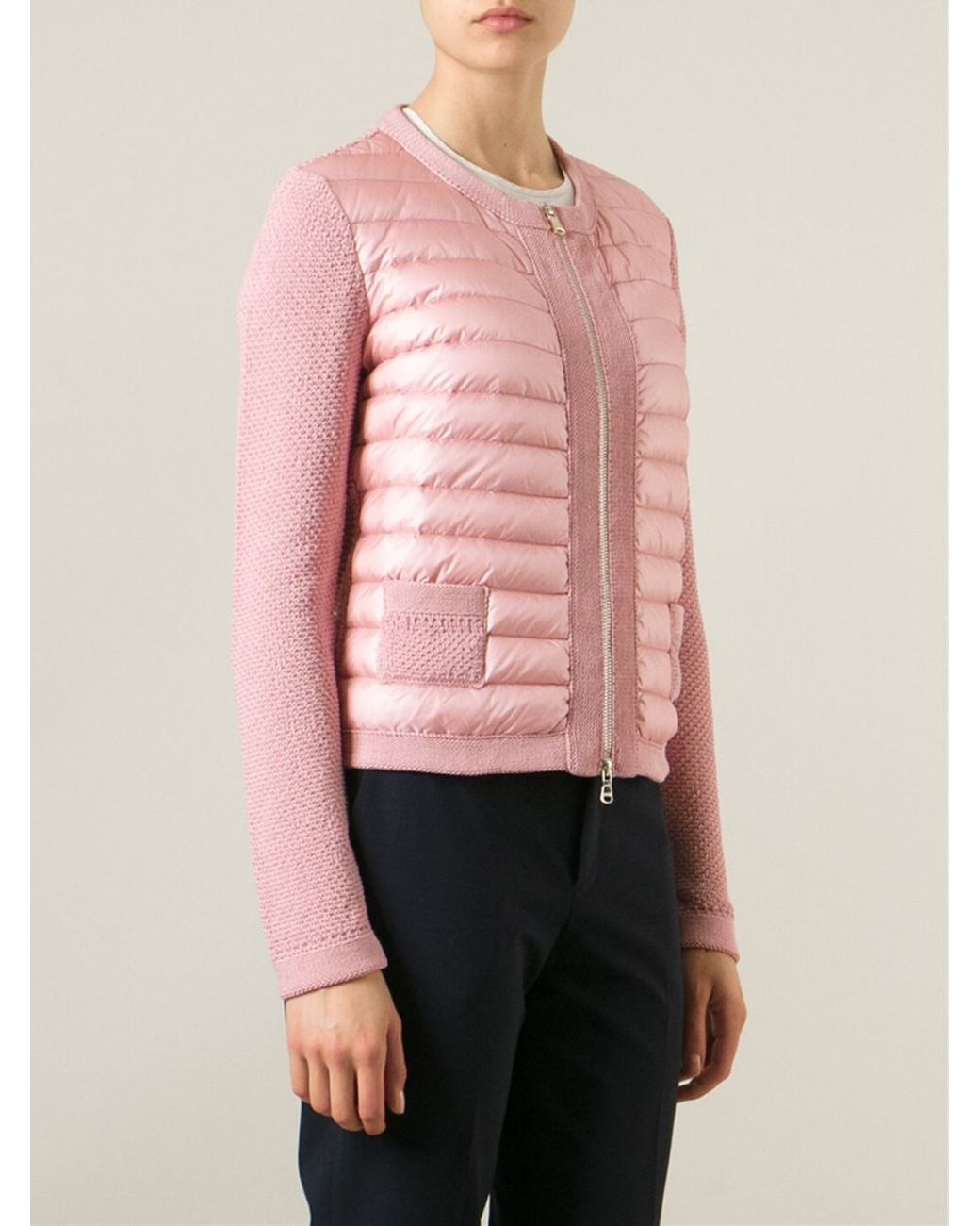 Moncler Synthetic Cardigan En Laine À Empiècements in Pink Save 5% Womens Clothing Jumpers and knitwear Cardigans 