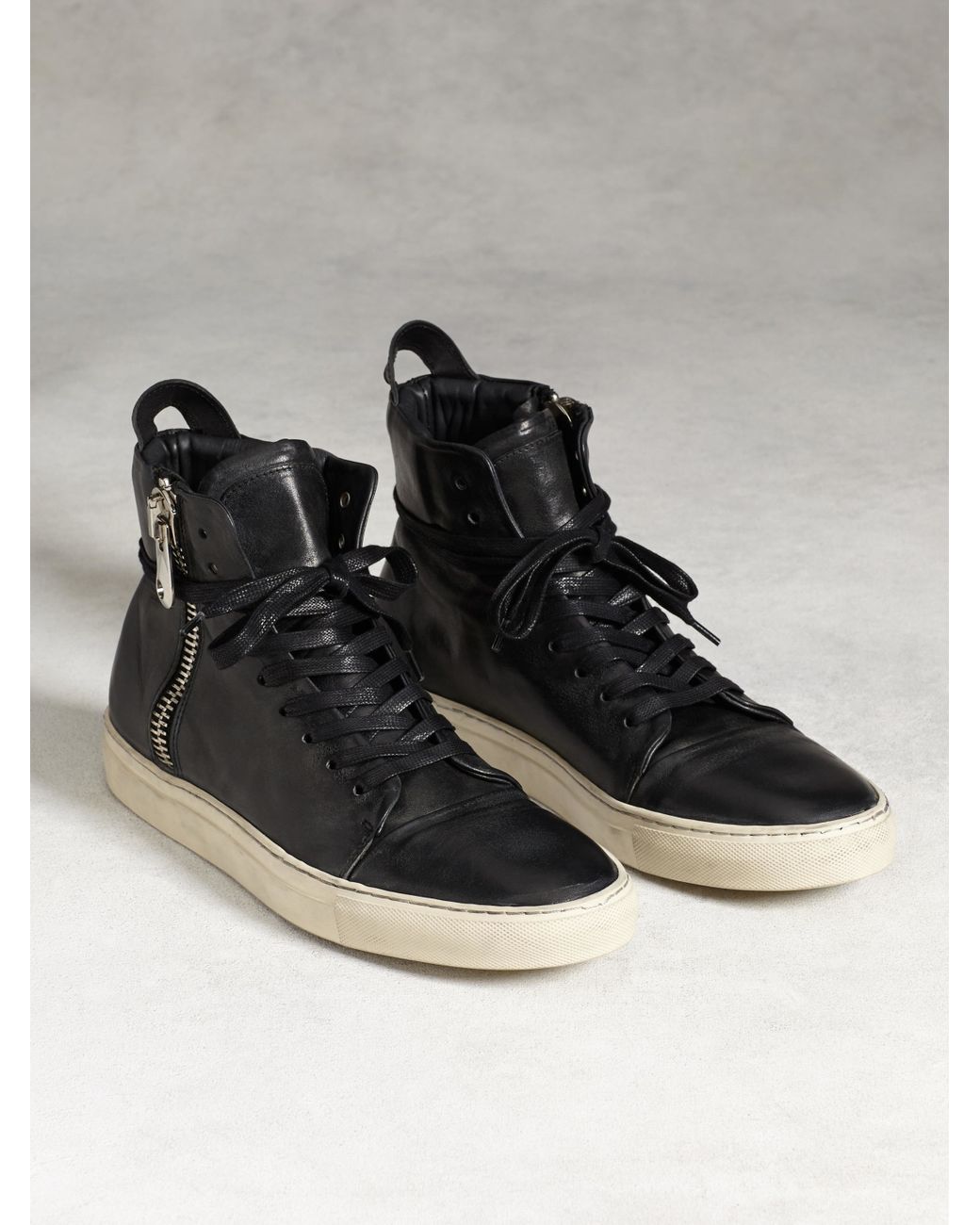 John Varvatos 315 Leather High-Top Sneakers in Black for Men | Lyst