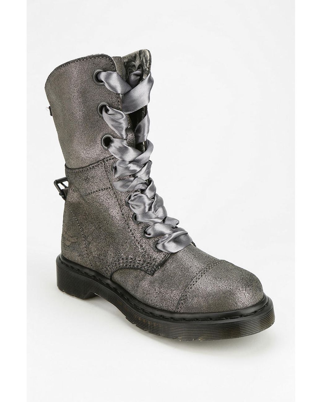 Dr. Martens Metallic Amelie Foldover Boot in Gray | Lyst