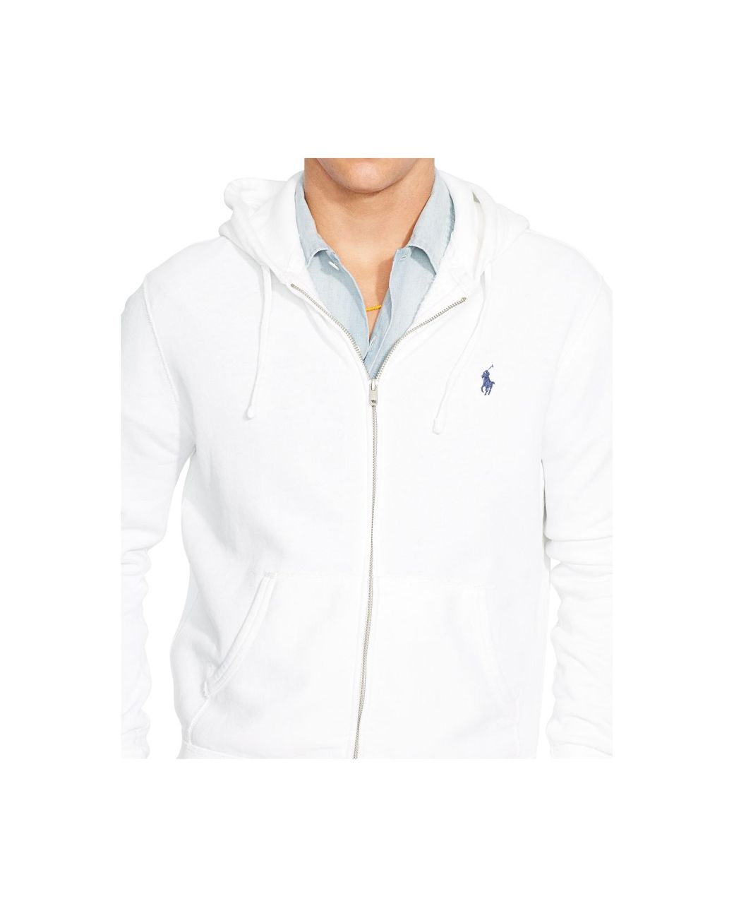 Polo Ralph Lauren Full-Zip Fleece Hoodie in White for Men | Lyst