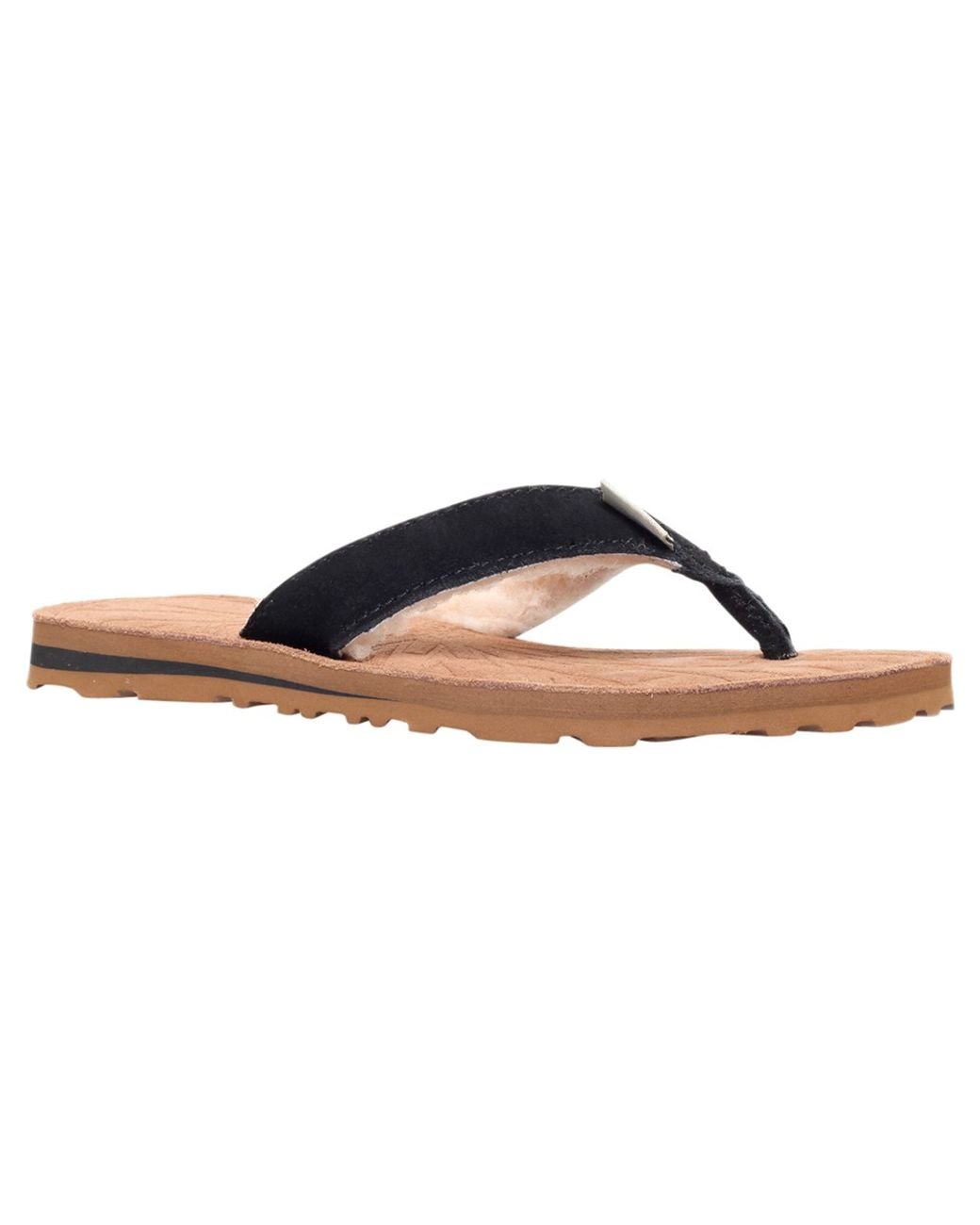 UGG Tasmina Suede Flat Toe Post Flip Flops in Black | Lyst UK