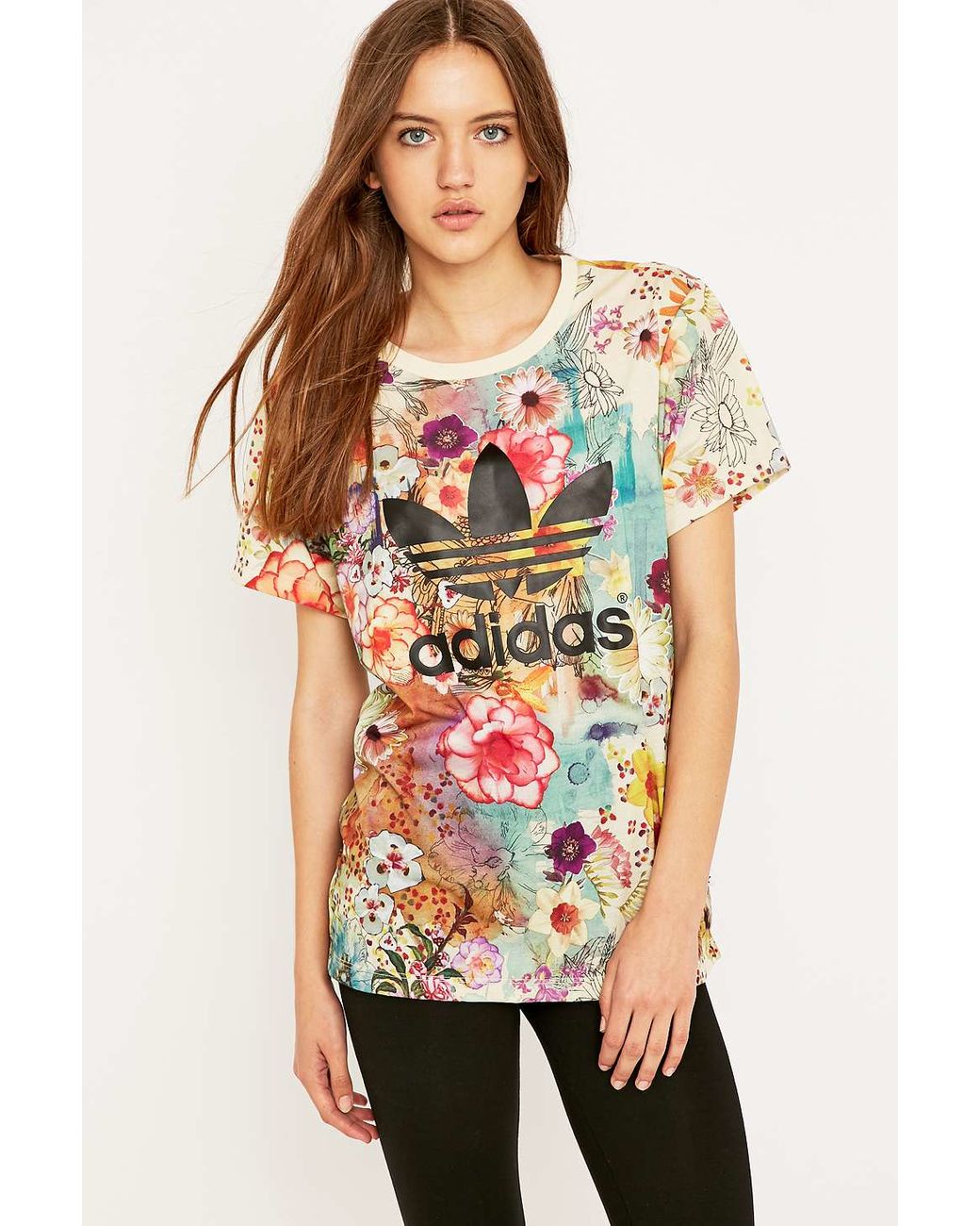 adidas Originals Floral Trefoil T-shirt | Lyst