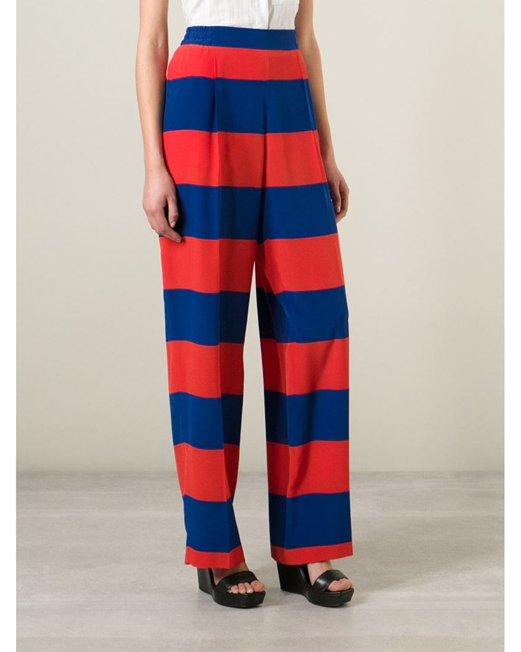 Stella McCartney Horizontal Stripes Trousers in Blue Lyst
