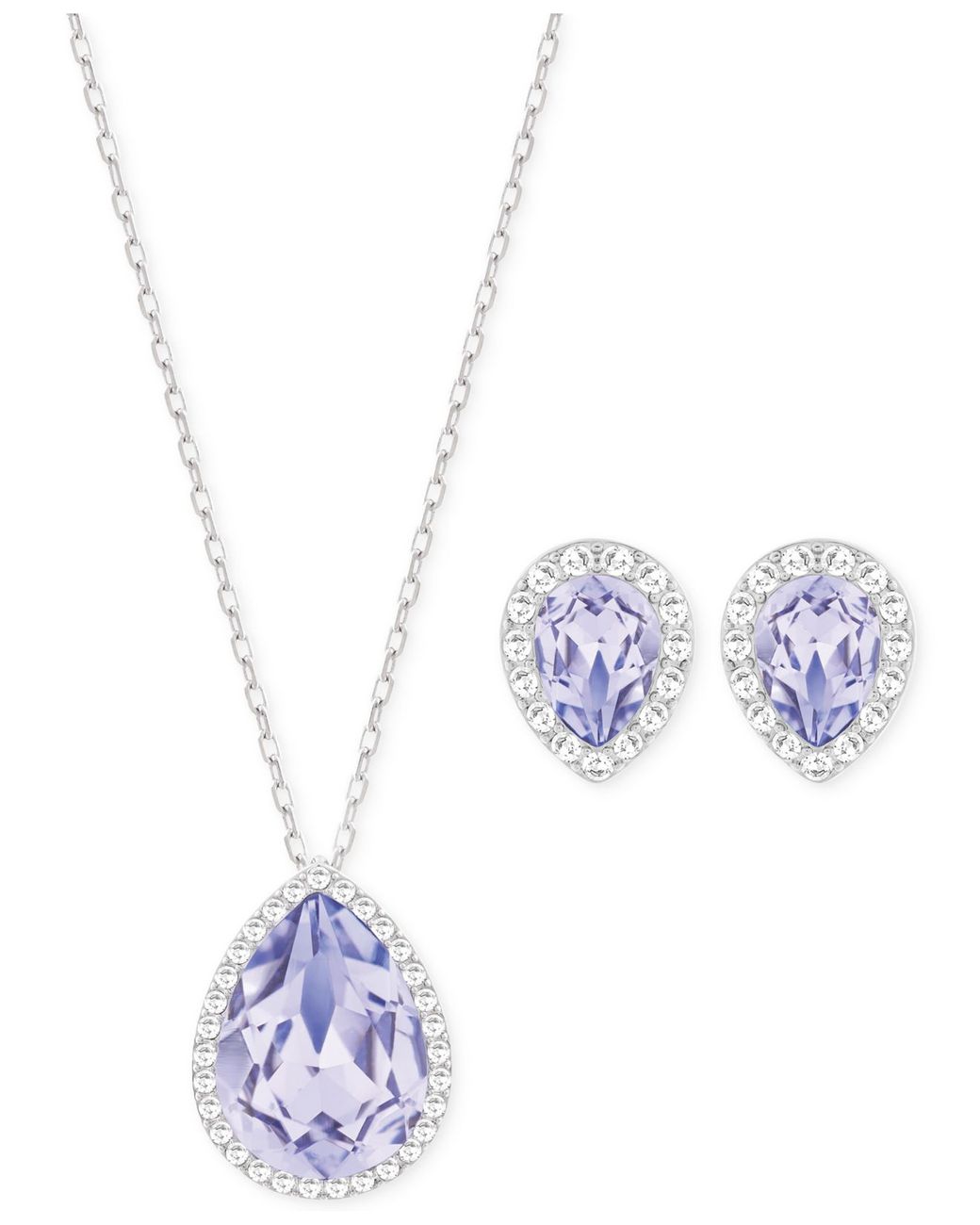 Swarovski Silver-tone Lavender Crystal Necklace And Stud Earrings Set in  Purple/Crystal (Purple) | Lyst