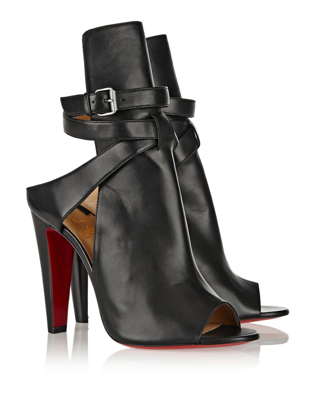 Christian Louboutin Hippik 100 Cutout Leather Ankle Boots in Black