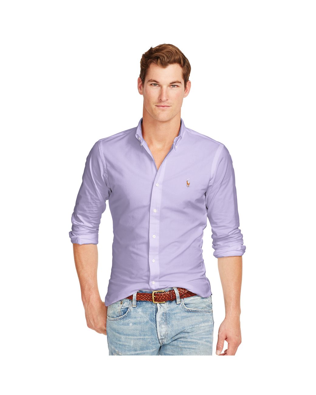 Polo Ralph Lauren Cotton Slim-fit Stretch Oxford Shirt in Violet (Purple)  for Men | Lyst