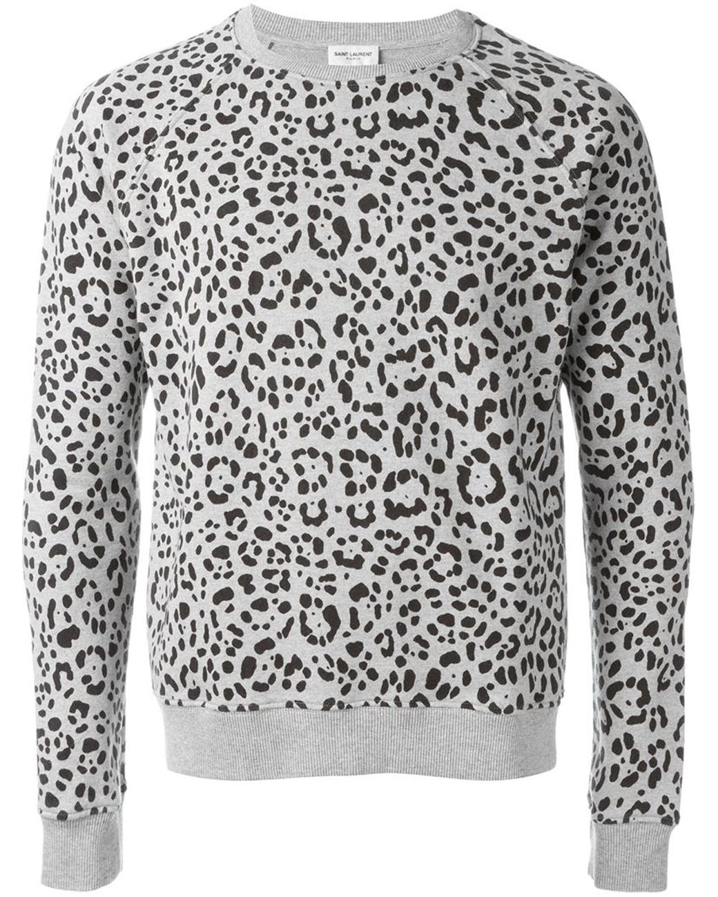 Saint Laurent Leopard Print Sweatshirt in Gray for Men | Lyst