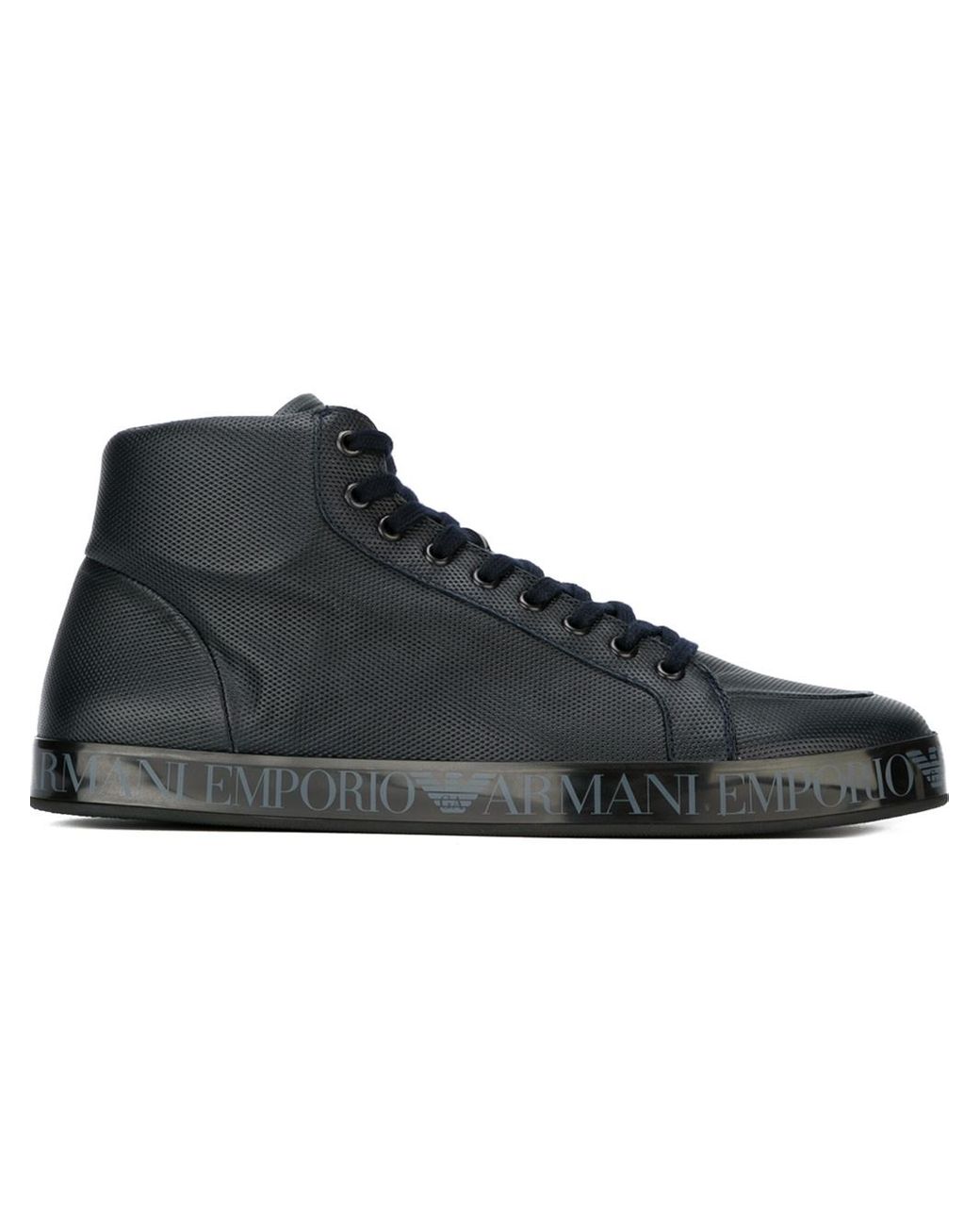 Emporio Armani Leather and Sheepskin High-Top Sneakers in Blue for Men |  Lyst UK