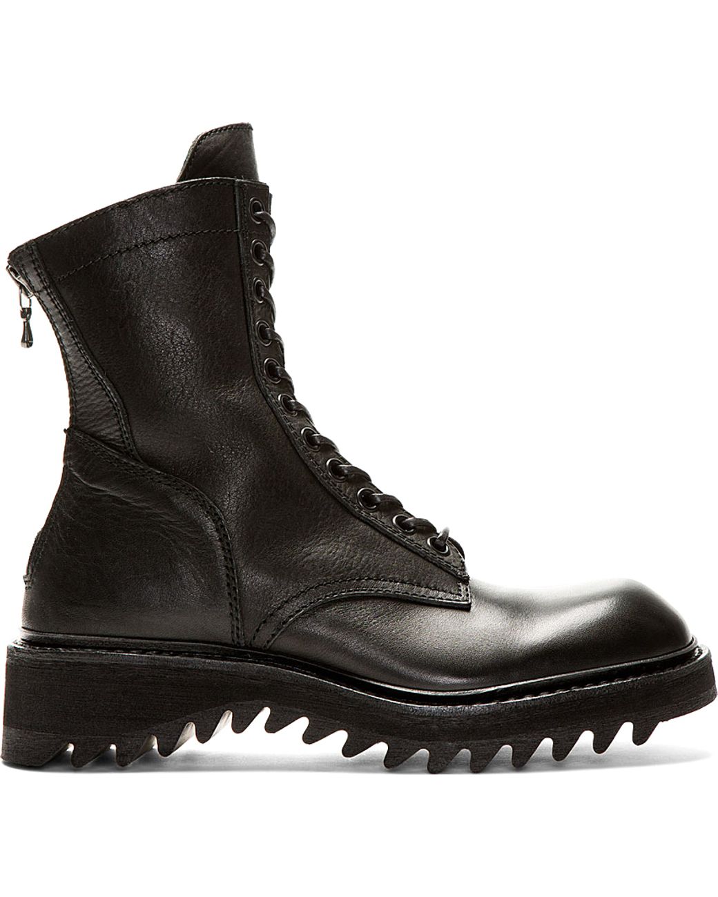 Julius Men's Black Leather Zipped Combat Boots