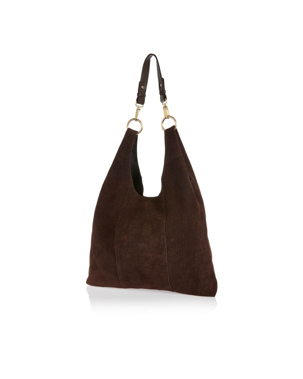 River Island Dark Brown Suede Slouchy Triangle Handbag Lyst UK