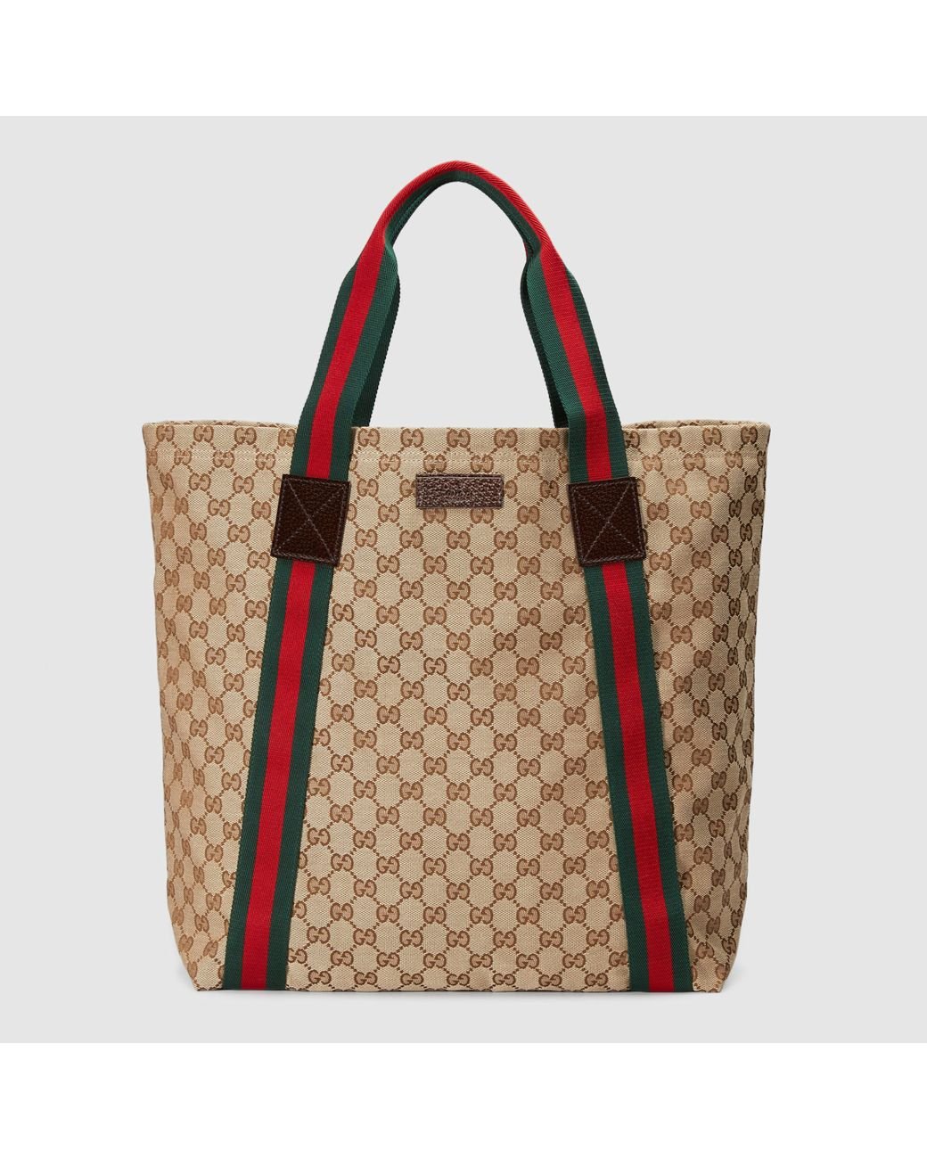 Authentic Gucci Monogram GG Canvas and Leather Tote Green & Black Leather  Italy!