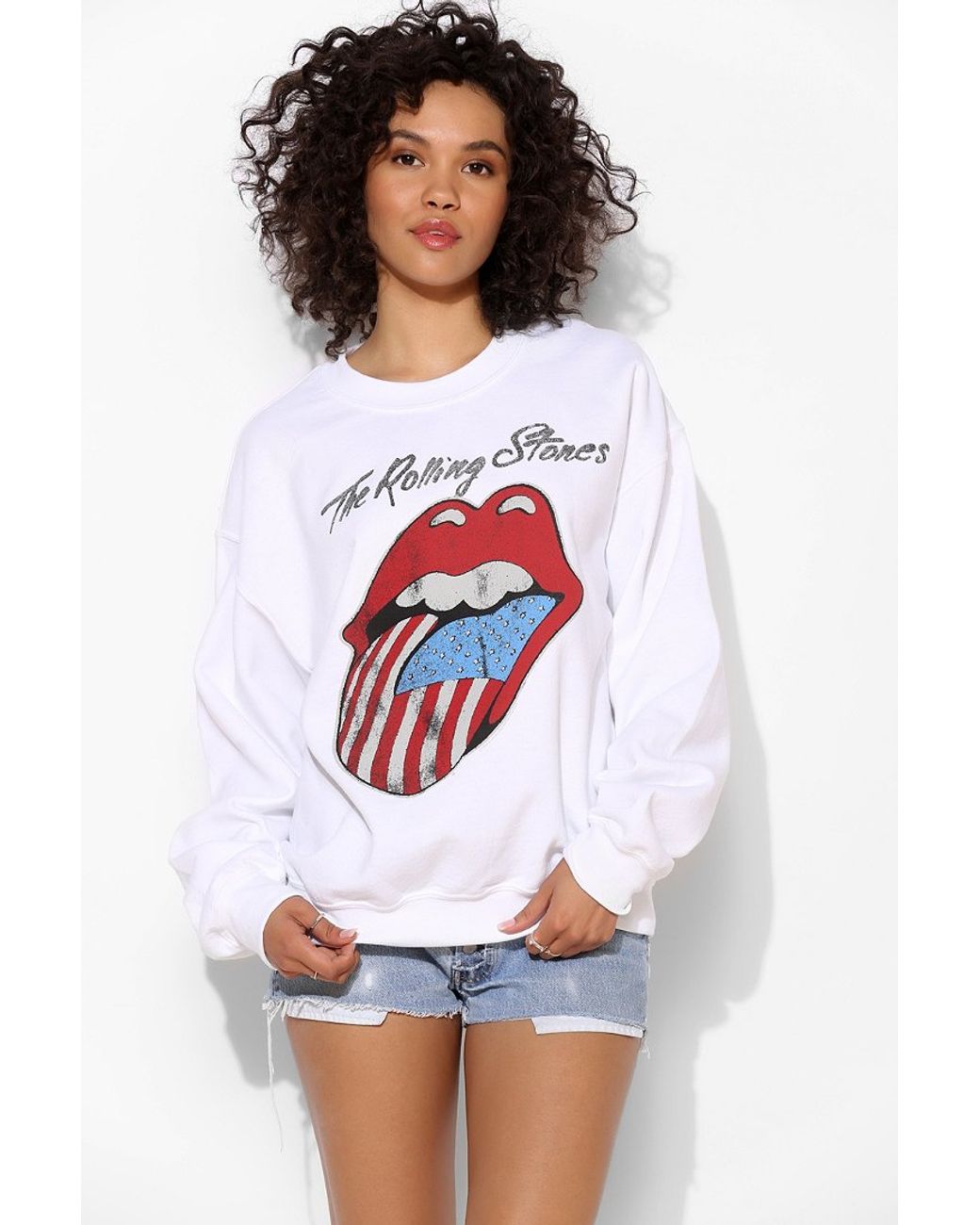 White rolling stones sweatshirt top