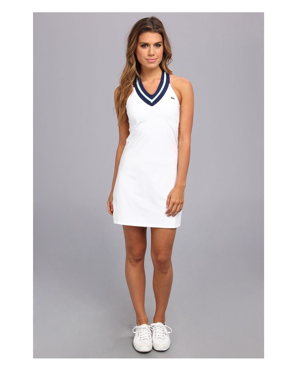 Lacoste Sleeveless Technical Vneck Tennis Dress in Blue | Lyst