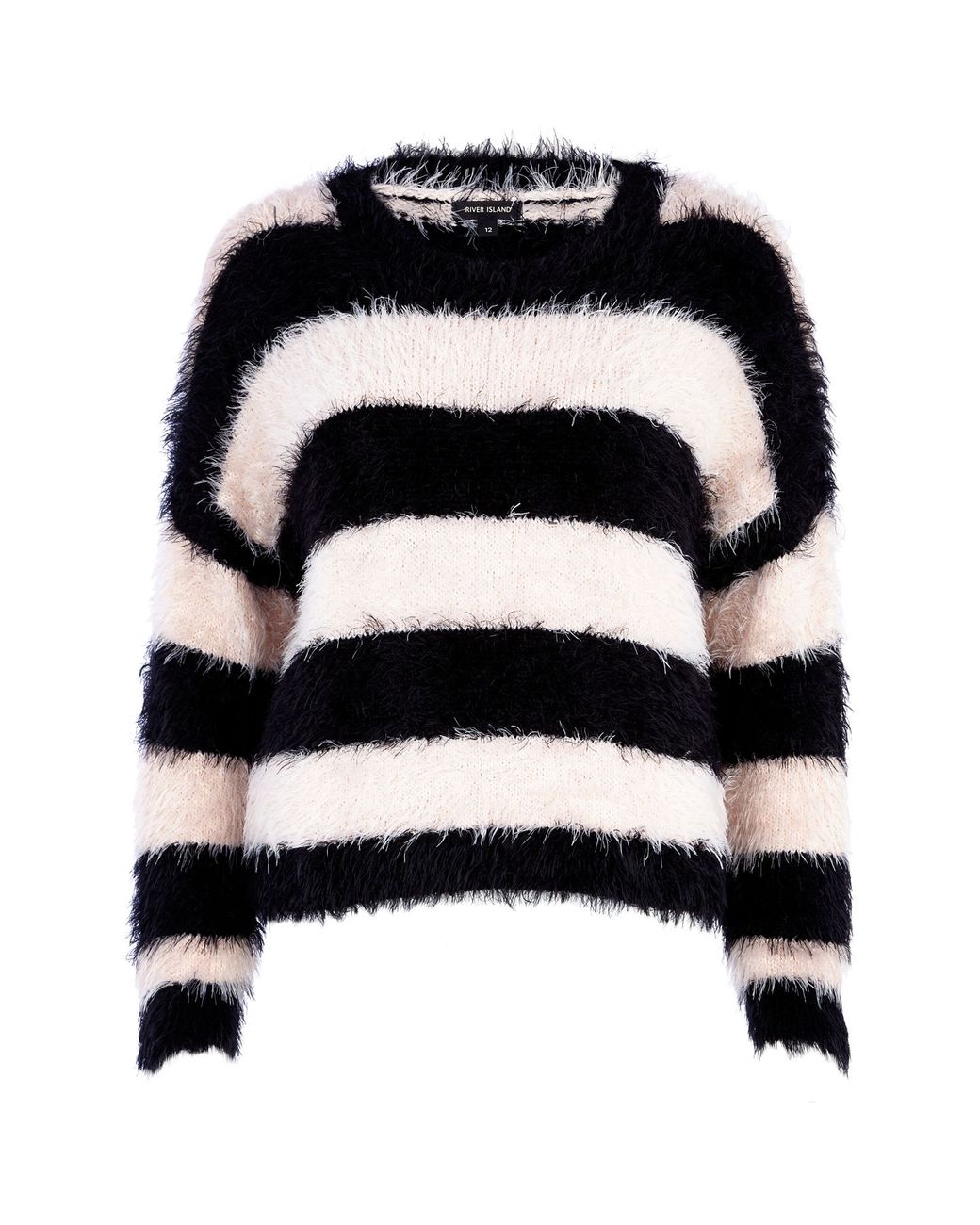 River Island Black And Pink Fluffy Stripe Jumper for Men Lyst UK