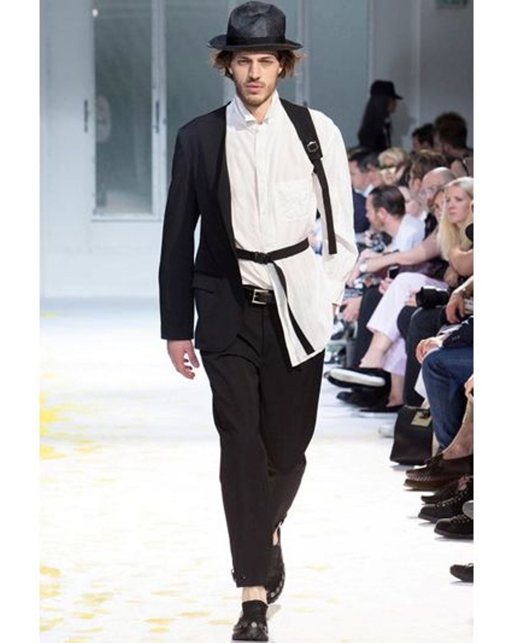 Yohji Yamamoto Harness Wool Gabardine Half Jacket in Black