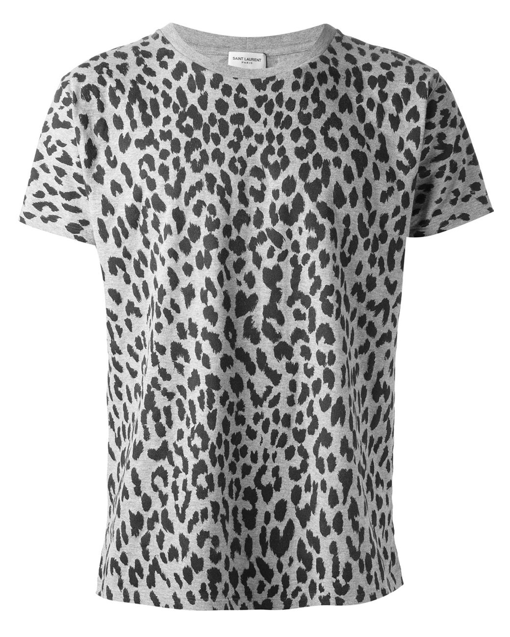 Saint Laurent Leopard Print Tshirt in Gray for Men | Lyst