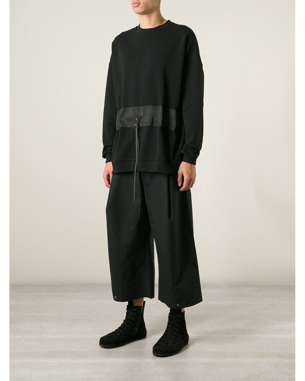 Mens wide shop leg cropped trousers