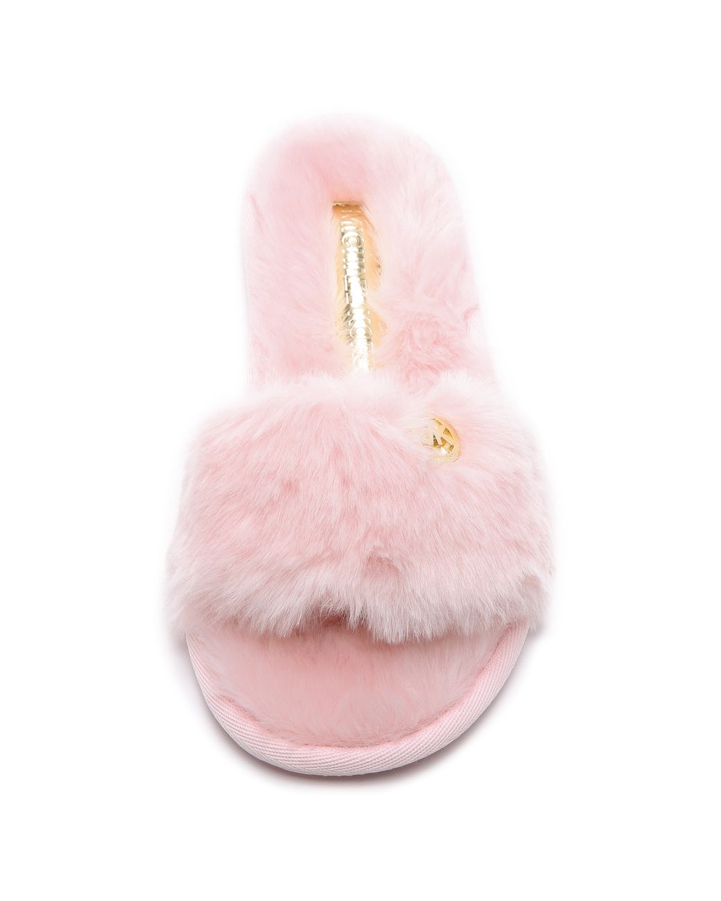 MICHAEL Michael Kors Jet Set Faux Fur Slide Slippers - Black in Pink | Lyst