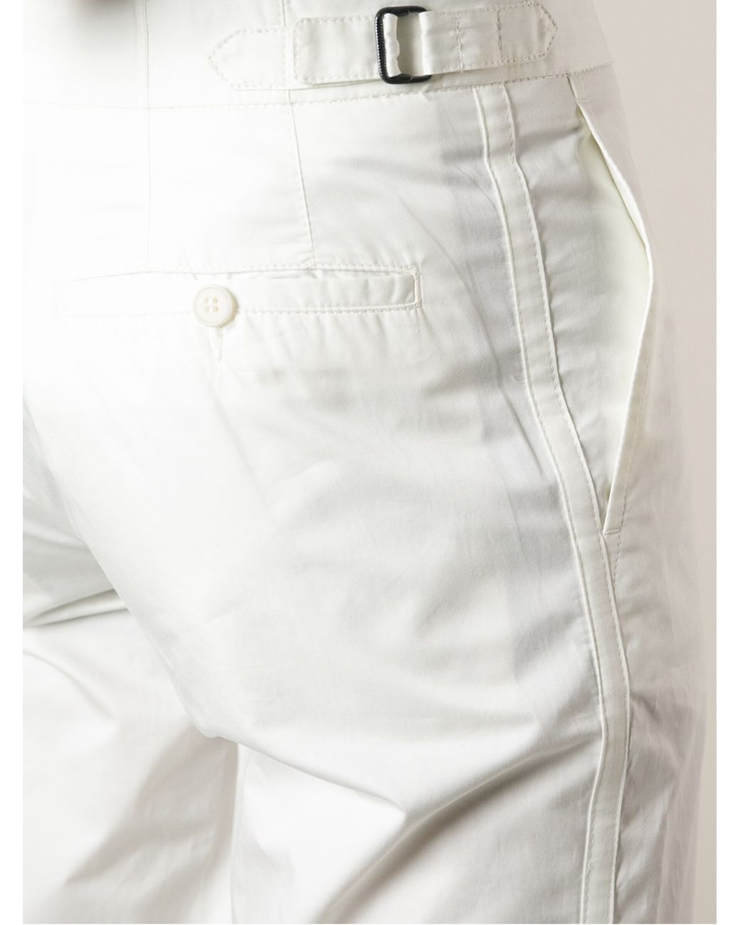 Lanvin Side Buckle Trousers in White for Men | Lyst