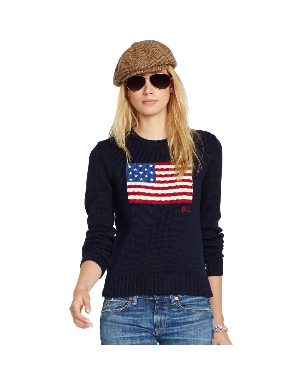 Polo Ralph Lauren Long Sleeve American Flag Sweater in Blue | Lyst