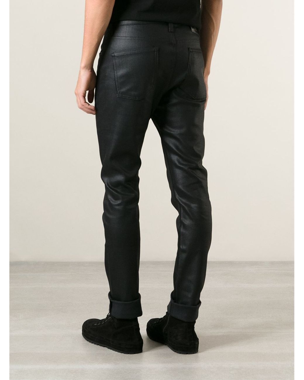 Naked Famous Waxed Finish Jeans in Black for Men Lyst
