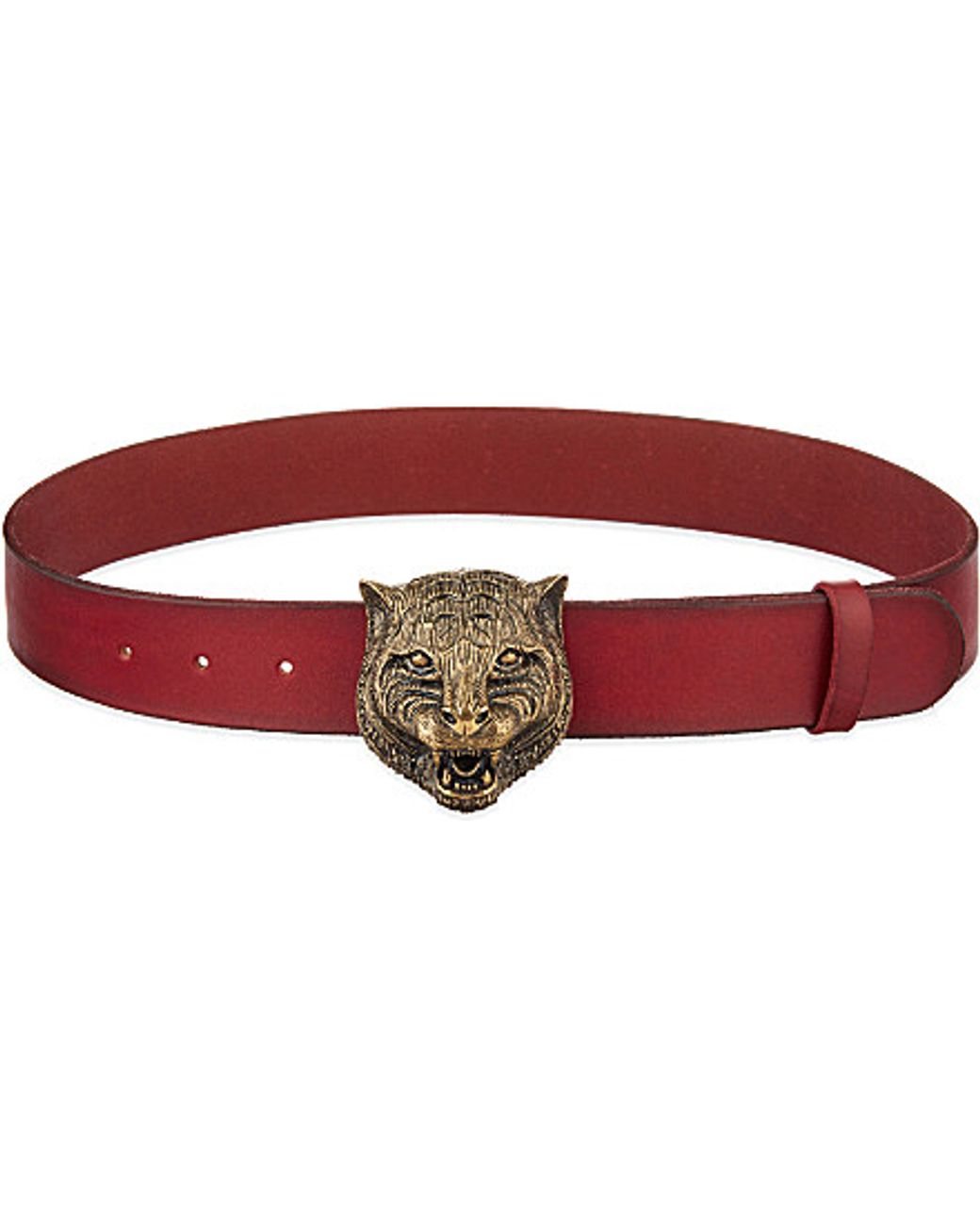 Gucci Tiger Leather Belt in Red | Lyst