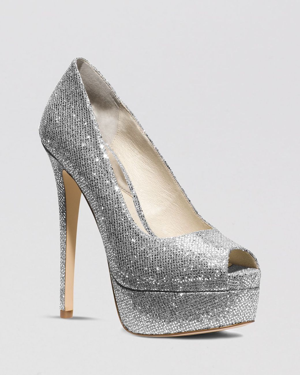 MICHAEL Michael Kors  Shoes  Michael Kors Silver Glitter Sparkly Platform  Heels  Poshmark