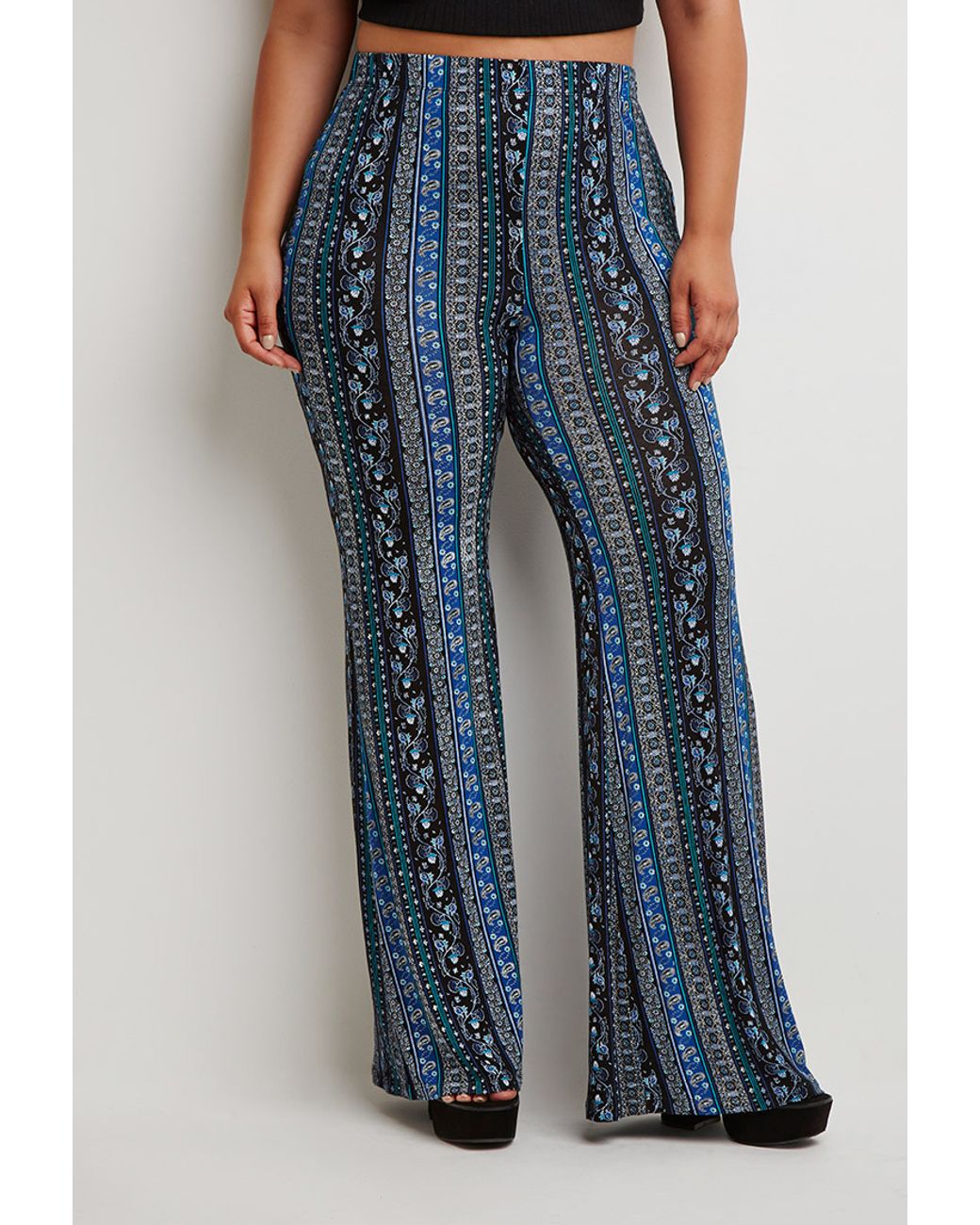 Plus Size Floral Paisley Flared Pants 