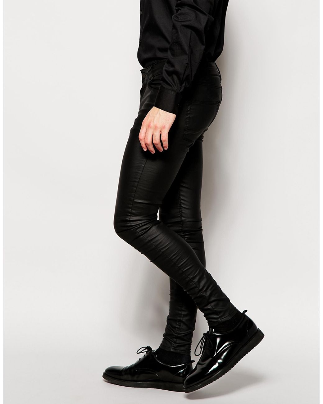 ASOS Extreme Super Skinny Jeans In Leather Look in Black for Men | Lyst