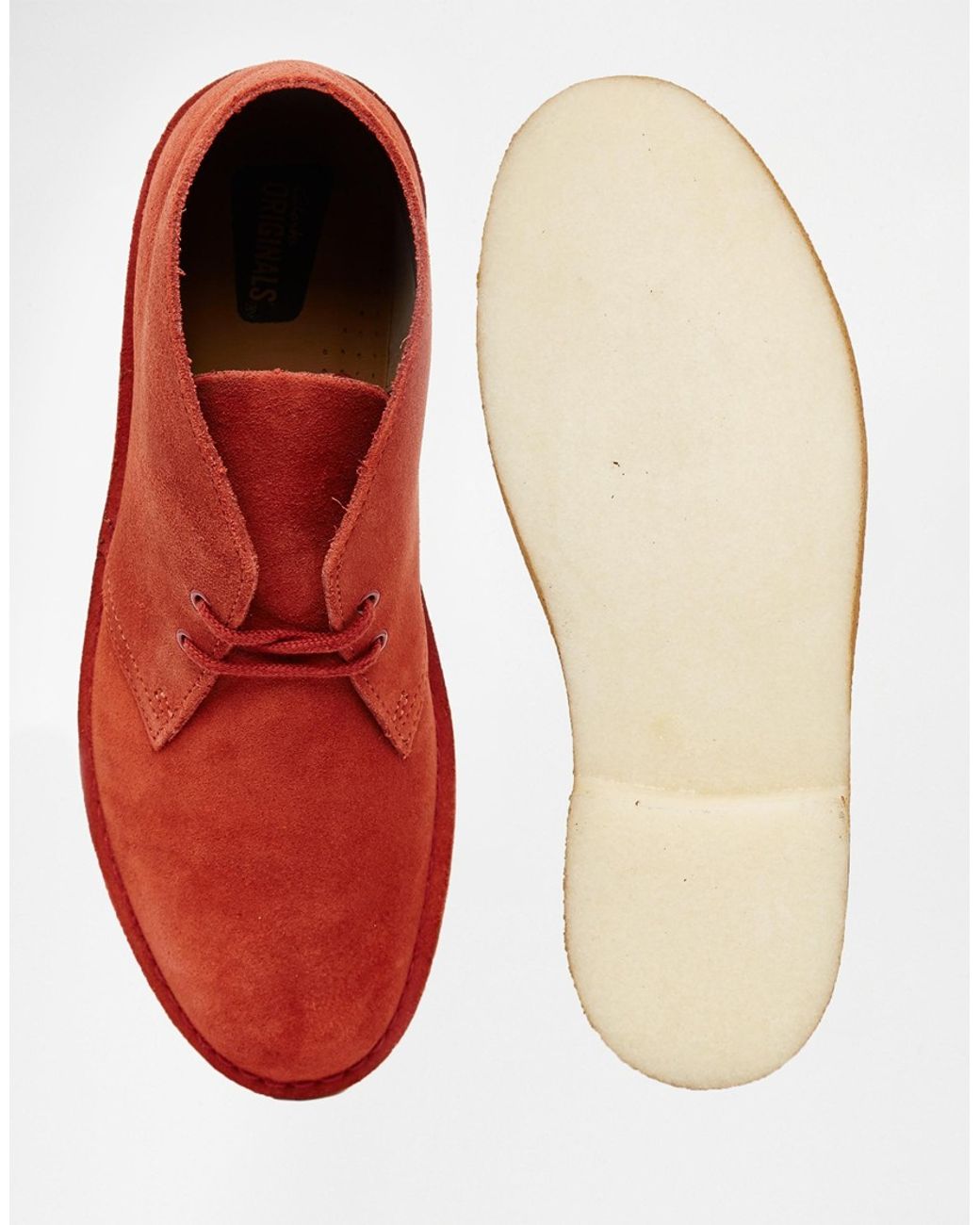 Clarks Suede Desert Boots in Red for Men | Lyst