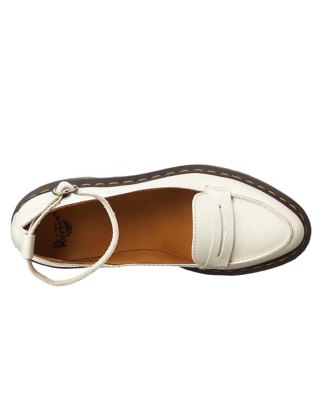 Dr. Martens Leonie Pointed Ankle Strap Penny Loafer in White | Lyst