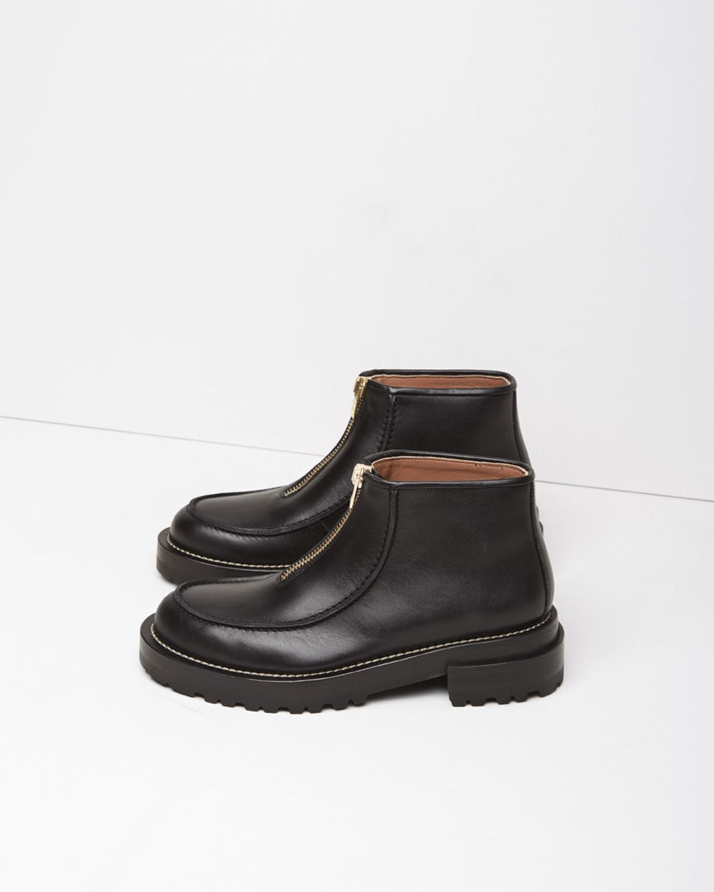 Marni Zip-Front Leather Ankle Boots in Black | Lyst