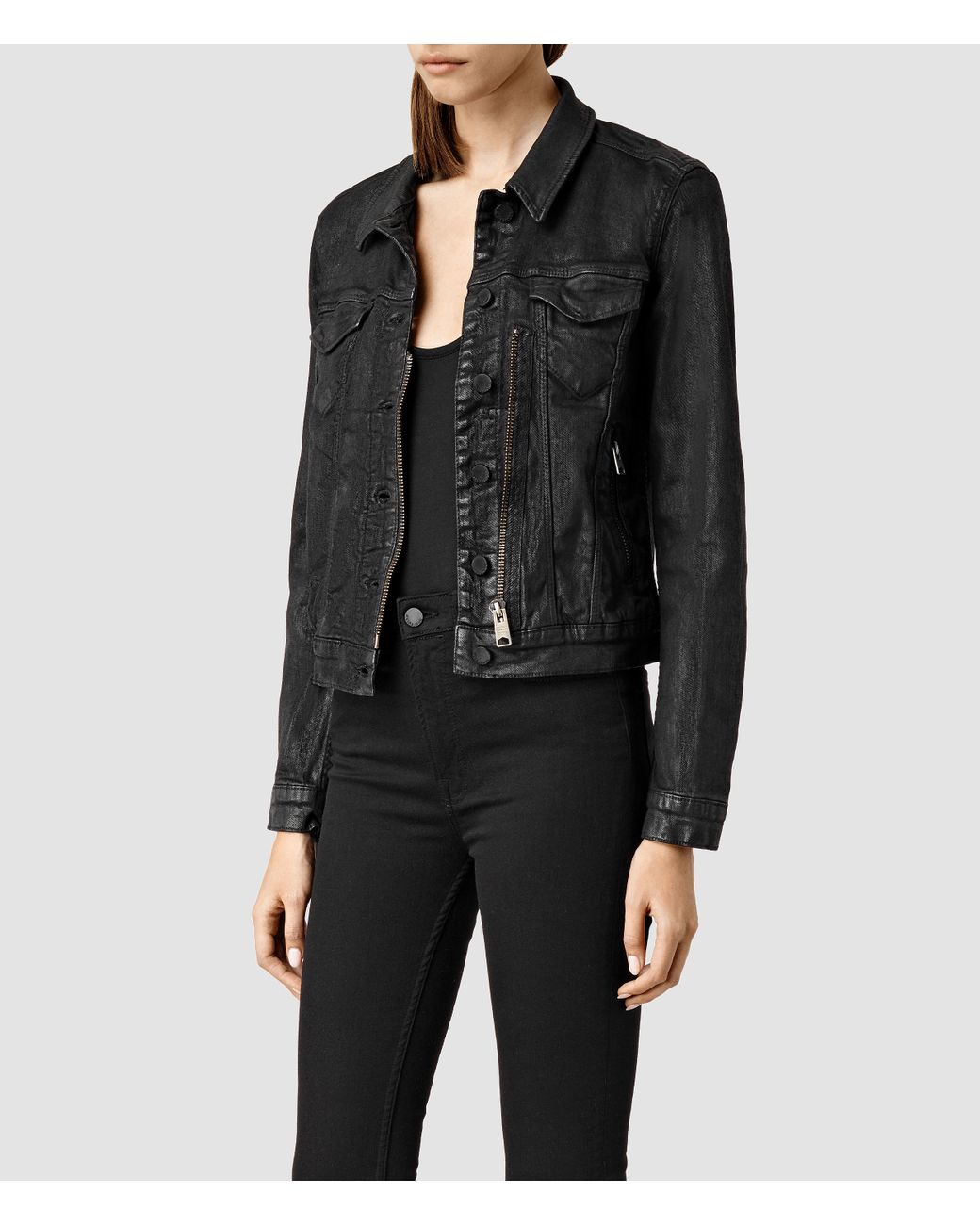 AllSaints Truck Coated Denim Jacket in 