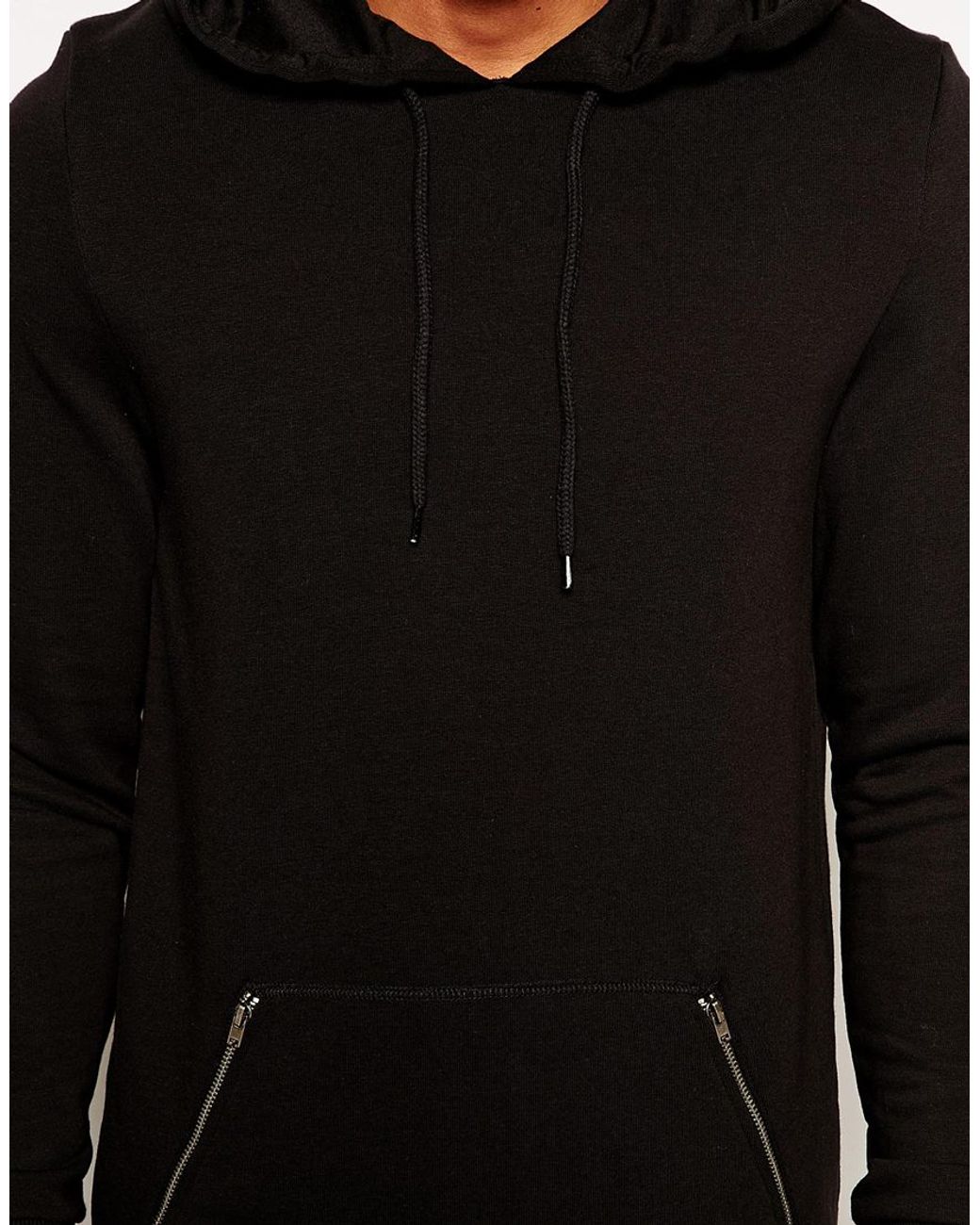 Black hoodie with zipper pockets outlet